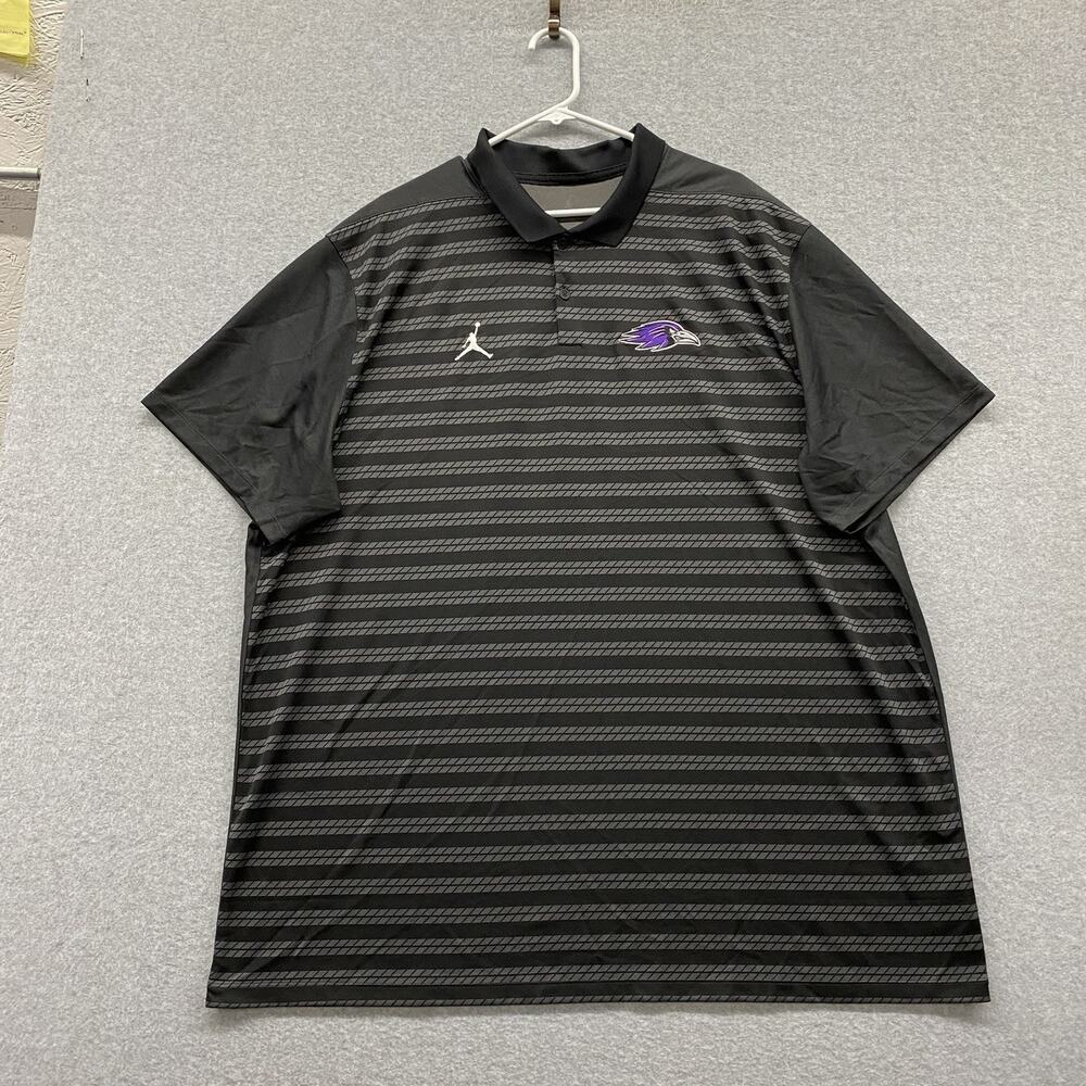 Jordan Dri-FIT Baltimore Ravens Black Gray Striped Polo Shirt Men’s XL NFL Golf